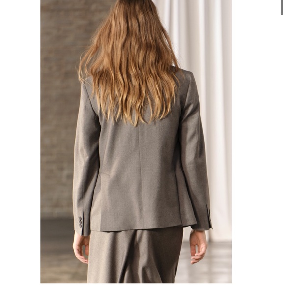 Zara Taupe Gray Double Breasted Wool Blazer Coat ZW Collection NWT - Picture 11 of 16